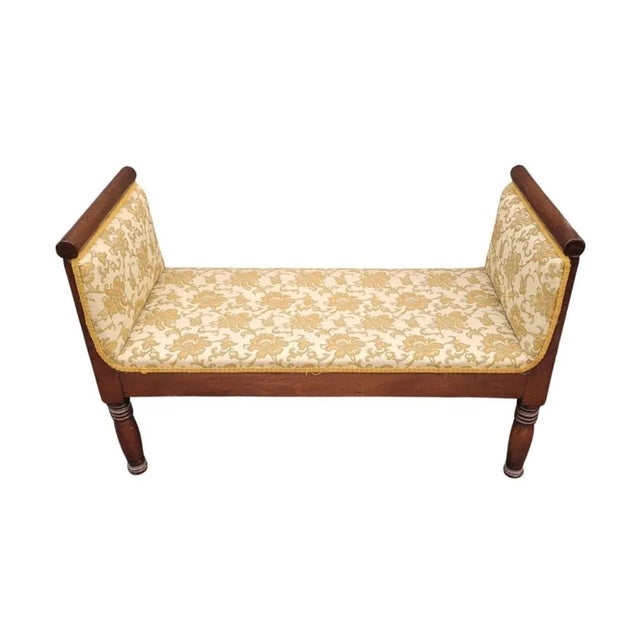 Late 19th Century Late 19th Century Federal Walnut and Upholstered Window Bench For Sale - Image 5 of 9