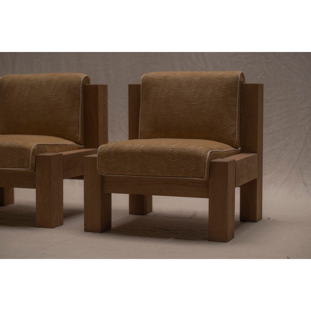 Beige Brutalist Oak Easy Chairs, 1970s, Set of 2 For Sale - Image 8 of 16