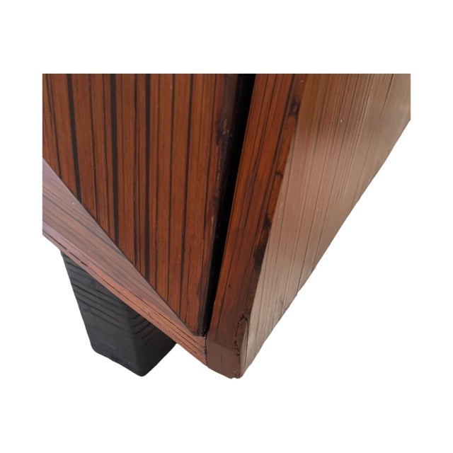 Late 20th Century Diamond Front Crushed Bamboo Dresser/ Chest With Rattan Wrapped Legs For Sale - Image 10 of 10