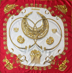 HERMÈS CAVALIERS d'OR 1991 Silk Scarf designed by Rybalchenko Vladimir