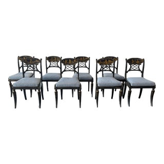 Chinoiserie Painted Dining Chairs- a Set of 8 For Sale