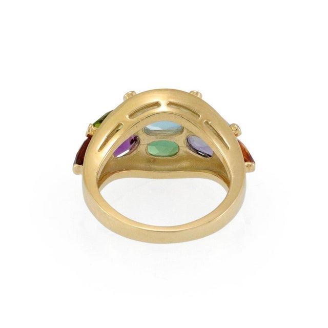 Contemporary Vintage 5.16ct Tourmaline & Diamond 18k Yellow Gold Ring Size 6 For Sale - Image 3 of 4
