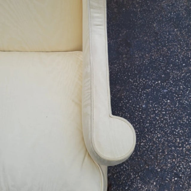 Pair of Southwood Queen Anne Wingback Chairs in Ivory Damask For Sale - Image 10 of 15