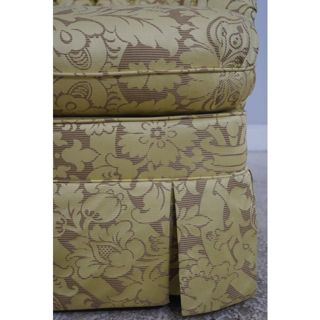 Hickory Chair Co Quality Damask Upholstered Swivel Club Chair For Sale - Image 13 of 18