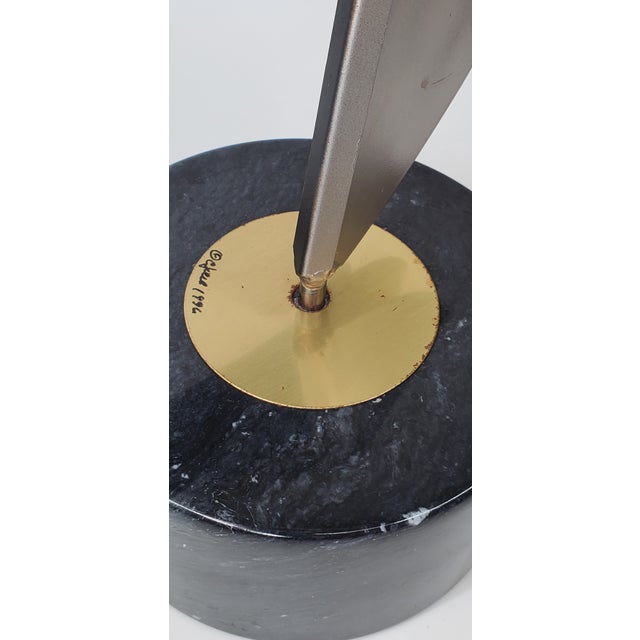 Vintage Curtis Jere Triple Spiral Ribbon Flame Metal Sculpture Signed 1996 For Sale - Image 11 of 18