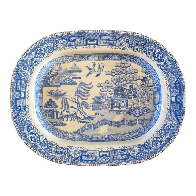Antique Blue Willow Platter For Sale