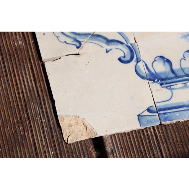 Tile Mural Panel Depicting a Baroque Jardinière With Flowers, Portuguese, 18th Century For Sale - Image 4 of 12