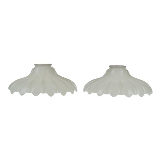 White Glass Pendant Light Shade vintage opalescent white glass pendant light shades a pair for sale