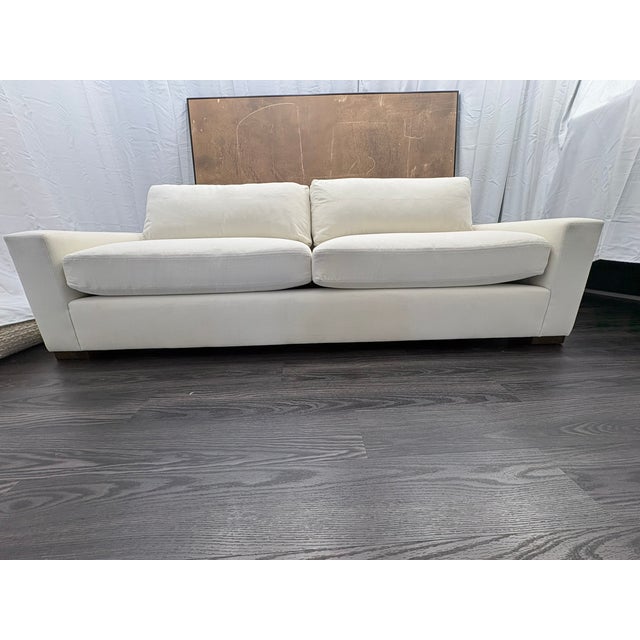 Contemporary Rh Restoration Hardware Maxwell 2-Cushion Sofa 8' | Classic 40" Depth | Down-Feather | Performance Linen Weave – Natural For Sale - Image 3 of 18