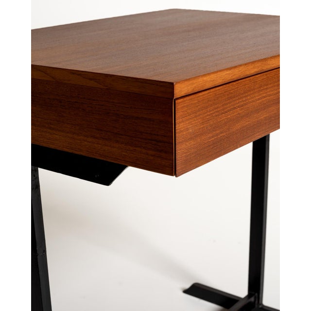 Wood Teak and Black Painted Metal Desk, Europe, 1960s For Sale - Image 7 of 9