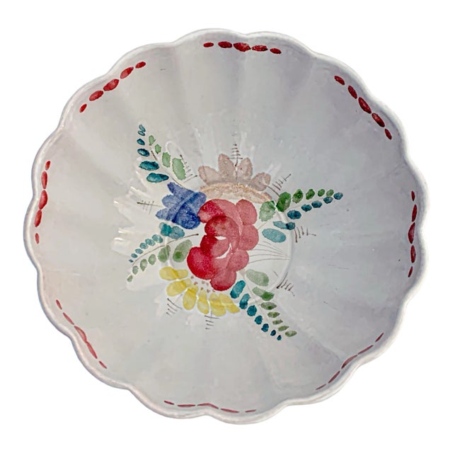 Kurt Ekholm for Ara Arabia Finland Salad Bowl Ribbed Terra Cotta Floral For Sale