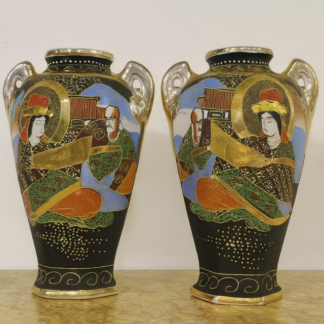Antique Japanese Satsuma Faience Vases, 1800s, Set of 2 For Sale - Image 10 of 10