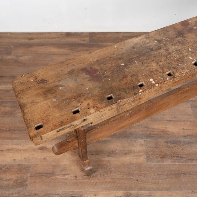 Rustic 20th Century Narrow Workbench Console Table For Sale - Image 4 of 16