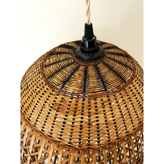 Mid-Century Wicker Pendant Lamp For Sale - Image 9 of 10