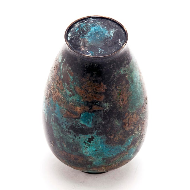Brown Early 20th Century Colorful Bronze Patina Japanese Vase For Sale - Image 8 of 9
