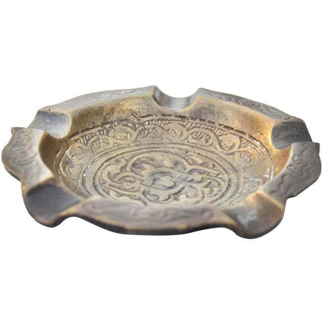 Antique Engraved Afro-Moresque Brass Ashtray For Sale - Image 4 of 6