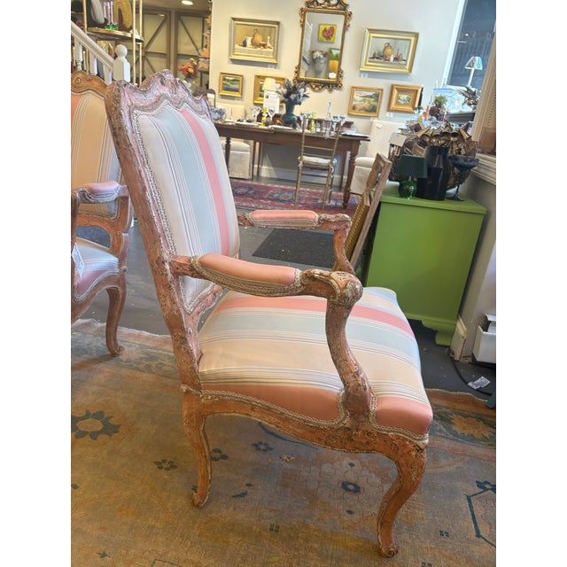 French Antique French Louis XV Style Open-Armed Chairs For Sale - Image 3 of 10
