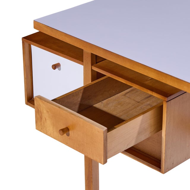 Wood Glenn of California Mid Century Walnut and White Formica Desk For Sale - Image 7 of 9