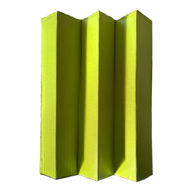 Abstract Cardboard Sculpture in Lime Green For Sale