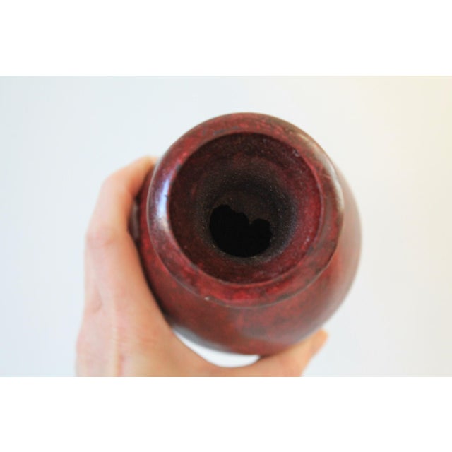 Metal Vintage Oxblood Red Asian Style Vase For Sale - Image 7 of 10