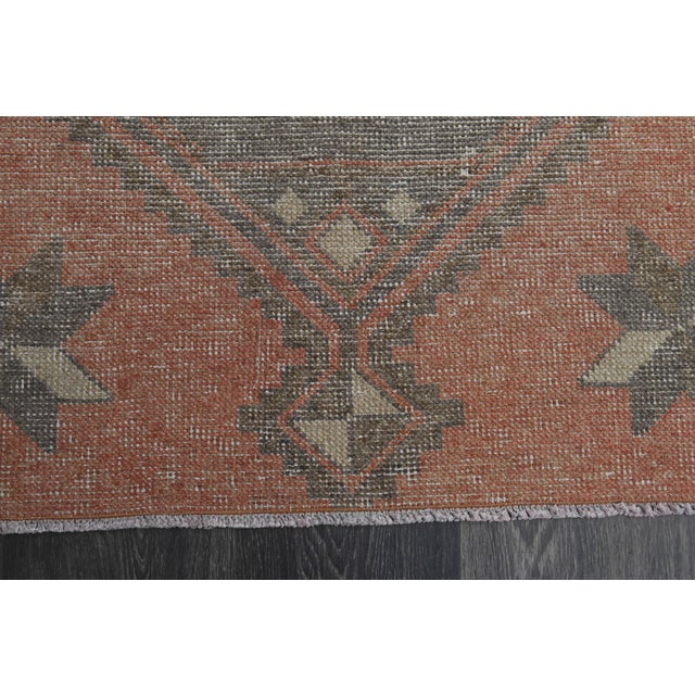 1970s Vintage Handmade Wool Cotton Terracotta Runner Rug For Sale In San Francisco - Image 6 of 11