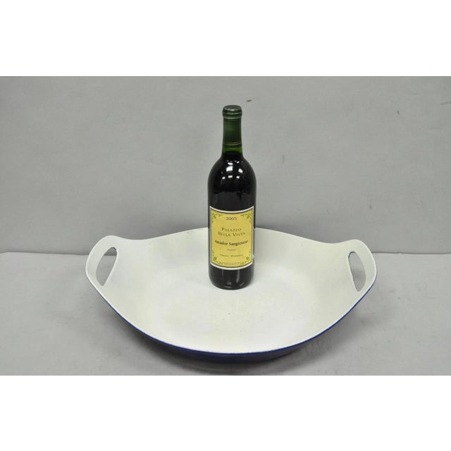 Vintage Michael Lax Copco Denmark Modern Blue Enamel Cast Iron Paella Dish Pan For Sale - Image 15 of 15