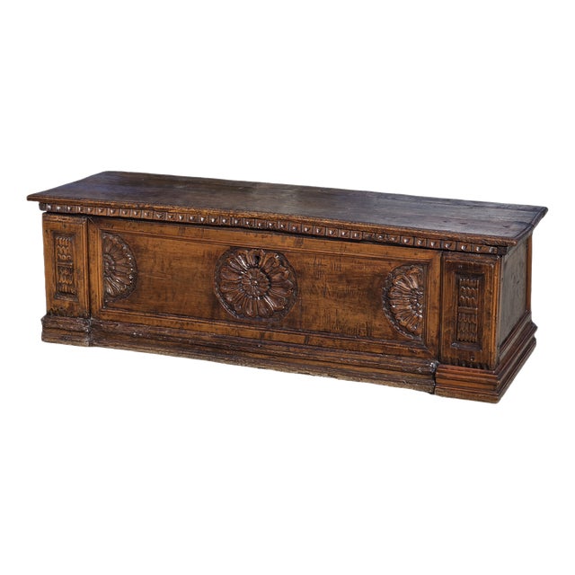 18th Century Rustic Trentino Chest in Carved Wood For Sale