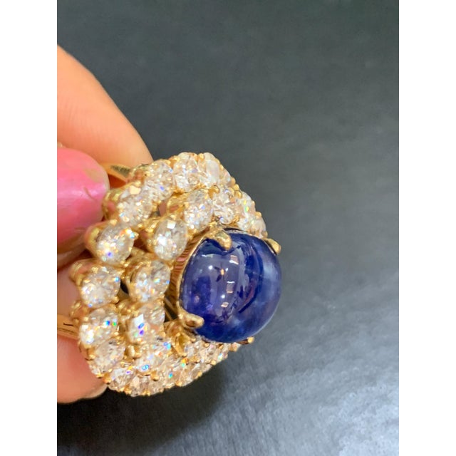Chantecler 12 Ct Sapphire 22 Ct Diamond VS/E-F Color Ring & Earring Set 18 KYG For Sale - Image 9 of 18