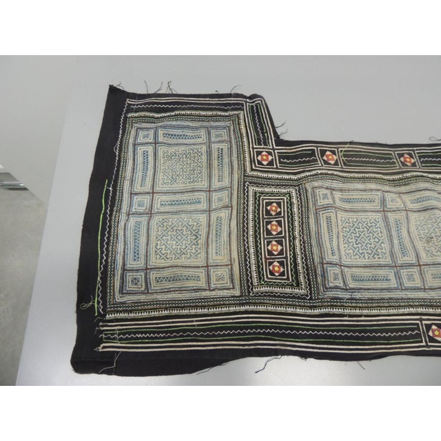 Asian Blue and Black Asian Embroirery Textile Fragment For Sale - Image 3 of 5