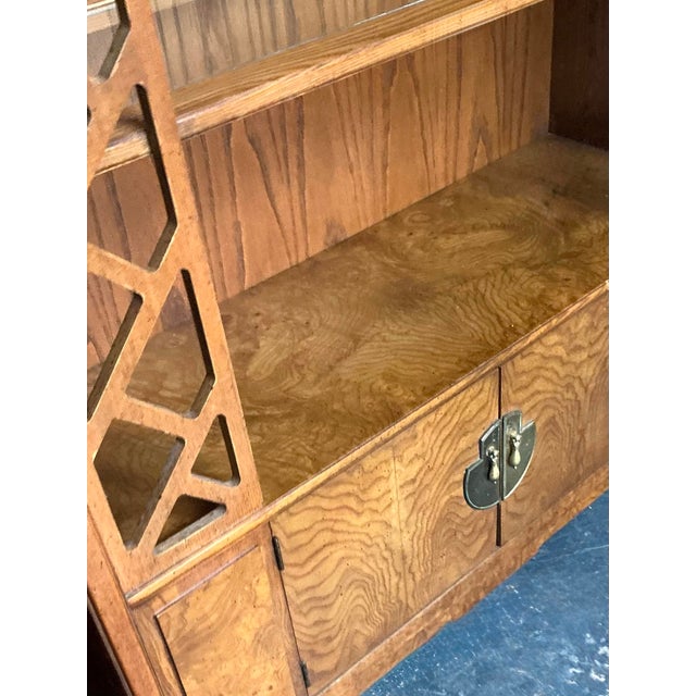 Vintage Boho Thomasville Burl Fretwork Etagere - A Pair For Sale - Image 9 of 12