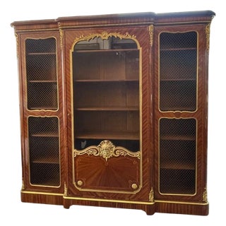 Signed Paul Sormani Bronze-Mounted Three-Door Cabinet / Vitrine, France, 19th C. For Sale