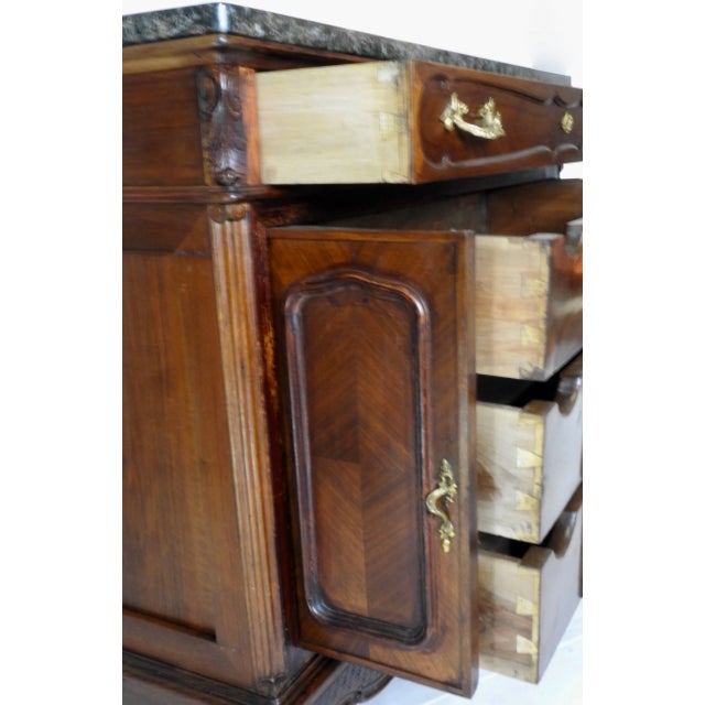 19th Century French Linen Press Black Granite Top For Sale In Nashville - Image 6 of 10