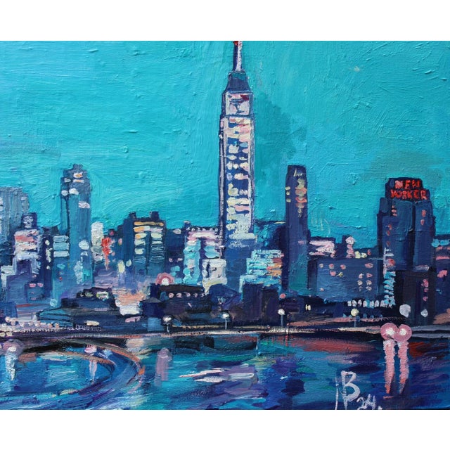 "Nyc Skyline New Yorker Building" Oil Painting on Gallery Wrap Canvas For Sale - Image 4 of 5