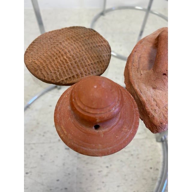 Antique Native American Style Clay Pottery Stamping Tool Pieces - Set of 3 For Sale In Buffalo - Image 6 of 8