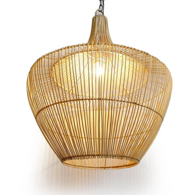 Contemporary Jeanie Raw Rattan Lantern For Sale - Image 3 of 6