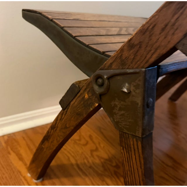 Antique Oak Double Seat Folding Bench by Brunswick Seating Works Inc., Lawrenceville Va For Sale In Washington DC - Image 6 of 7