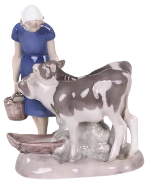 Vintage Model 2270 Girl with Calf Figurine by Axel Locher for Bing & Grøndahl