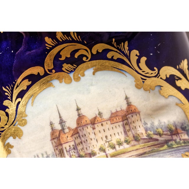 Paint Rare Meissen Cobalt Blue Hand Painted "Shoe" Slipper of Castle Moritzburg C 1890 For Sale - Image 7 of 11