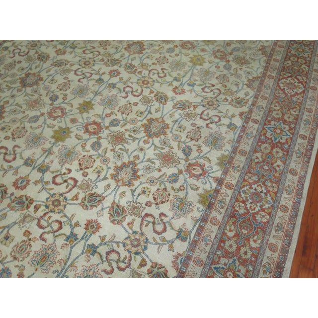 Contemporary White Antique Persian Traditional Kashan Wool Oriental Rug For Sale - Image 3 of 6