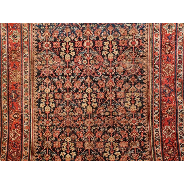19th Century Persian Malayer in All Over Pattern in Navy Blue, Red, Ivory For Sale In Chicago - Image 6 of 12