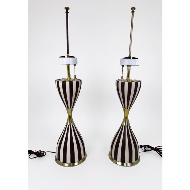 1950s 1950's Ceramic "Harlequin" Table Lamps by Gerald Thurston for Lightolier - a Pair For Sale - Image 5 of 8