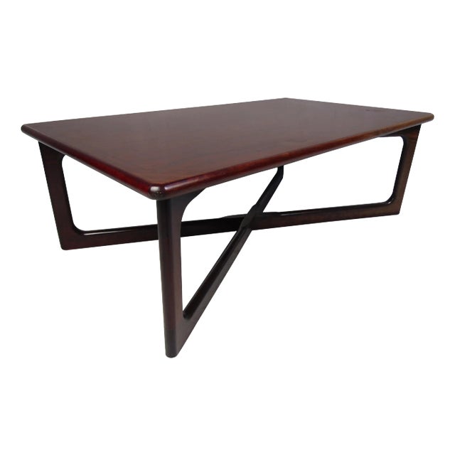 Mid-Century Modern Rosewood "X" Base Coffee Table For Sale