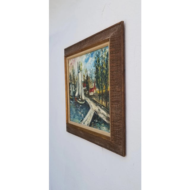 1960s Vintage Rural Bay Oil Impasto Landscape Painting For Sale - Image 4 of 13