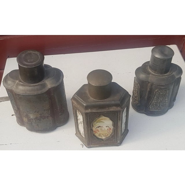 Gray Ancient Chinese Pewter Tea Caddy, Set of 3 For Sale - Image 8 of 10