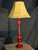 Vintage Style Red Table Lamp With Beige Fabric Shade For Sale - Image 4 of 10