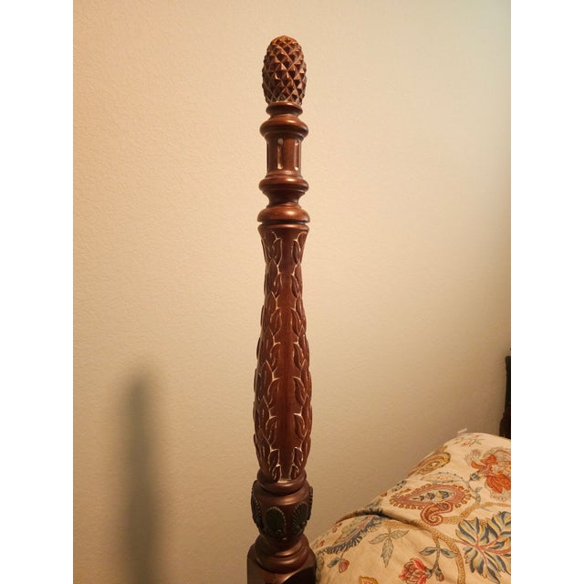 Authentic Vintage Pulaski 5 Piece Bedroom Set. Thick Highly Carved Solid Mahogany Queen Size 4 Poster Bed, Dresser,...
