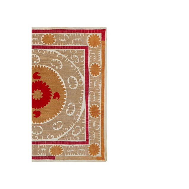 Vintage Suzani from Samarkand, circa 1900s. Dimension; 49'' x 51" inches / 125 x 129 cm / 4'1'' x 4'2'' Material: 100%...