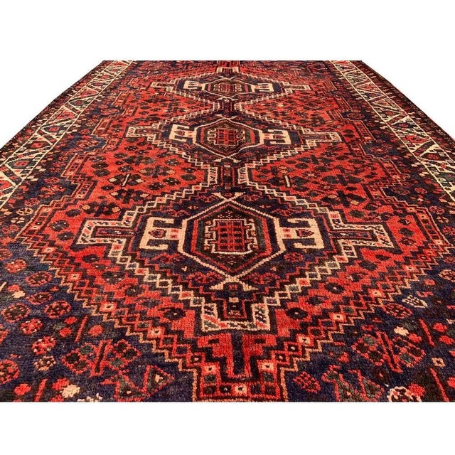 Textile Authentic Hand Knotted Vintage SHRZ Pictorial Wool Area Rug 7.10 X 4.11 Ft For Sale - Image 7 of 13