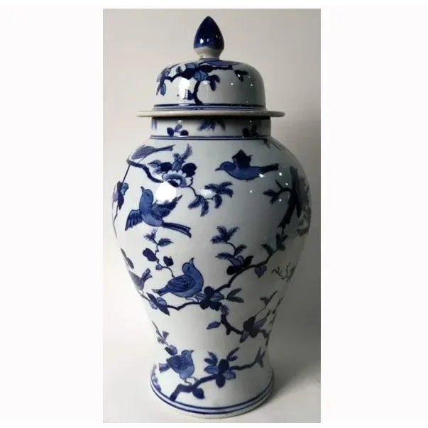 Chinese Blue and White Decorative Porcelain Ginger Jar With Birds on Tree For Sale - Image 10 of 11