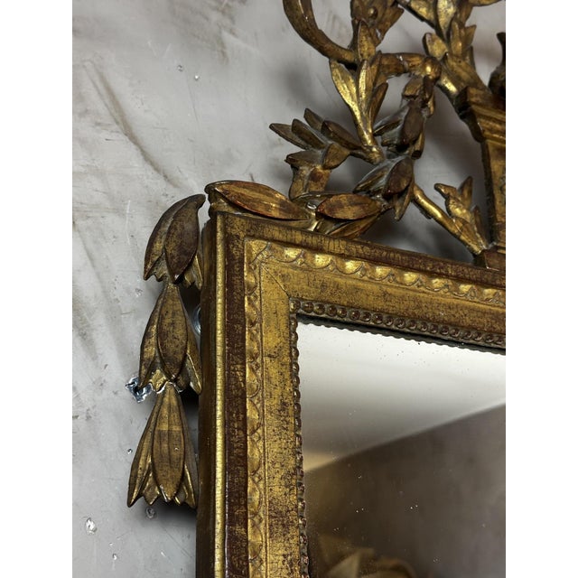 Wood Louis XVI Mirror in Carved and Gilded Wood For Sale - Image 7 of 12